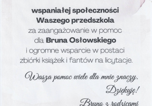 podziekowanie za zbiórkę misiów