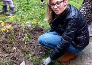 Pani Ola dokańcza sadzenie