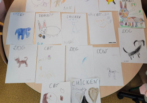 Rysunki zwierząt wykonane przez dzieci