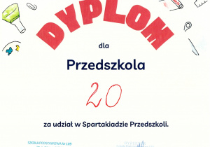 Dyplom udziału w Spartakiadzie przedszkoli