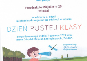 certyfikat udziału w Dniu Pustej Klasy